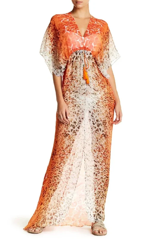 Printed Sheer Long Kaftan And Beachwear Cover Up Everyday wear unclassified dresses
