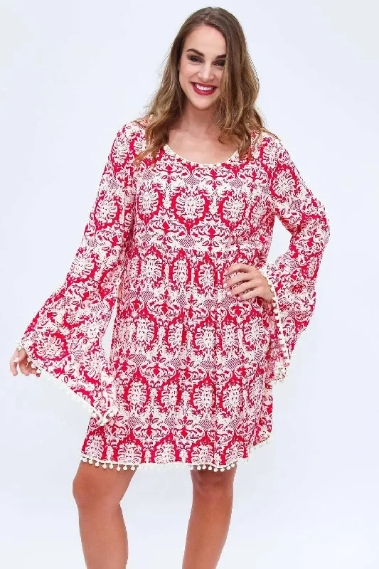 Multi Colored Full Sleeved Beach Cover Up Dress Ruched unclassified dresses
