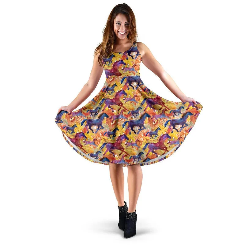 Horse Hand Drawn Pattern Print Dress Tulle unclassified dresses