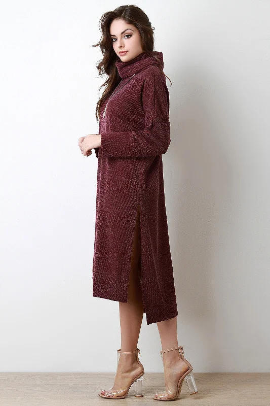 Cozy Cowl Neck Sweater Dress Open-back unclassified dresses