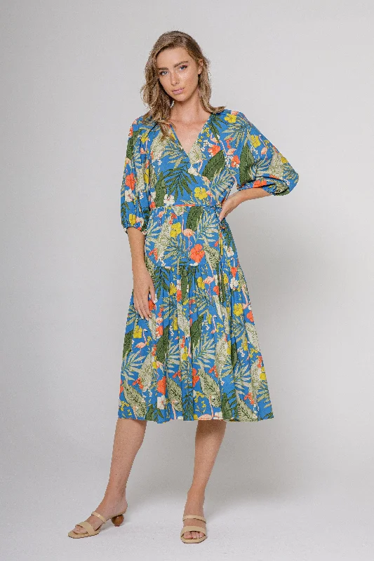 Print Wrap Midi Dress Affordable unclassified dresses
