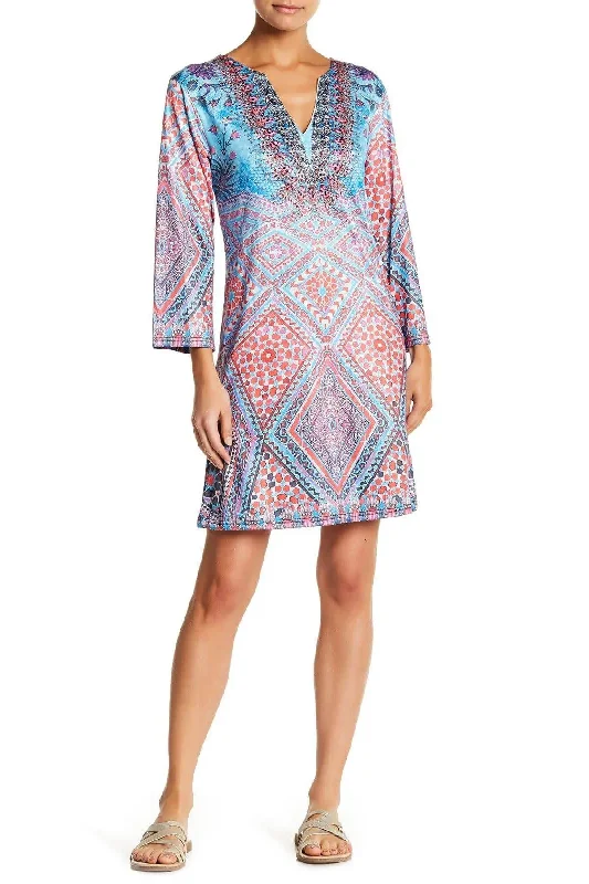 Multi Colored  Sleeved Beach Resort Dress Comfortable unclassified dresses