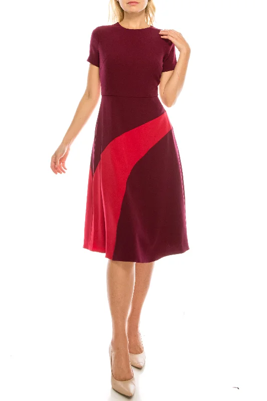 Maggy London Beet Moncherry Colorblock A-Line Dress Soft fabric unclassified dresses